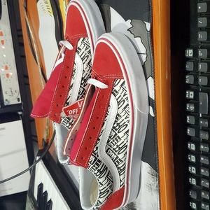 red black and white off the wall vans